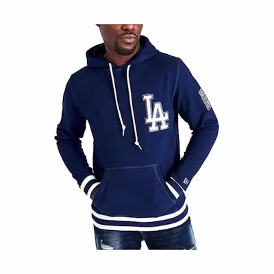 New Era Solid Blue Hoodie with Letter Print 13334279-400