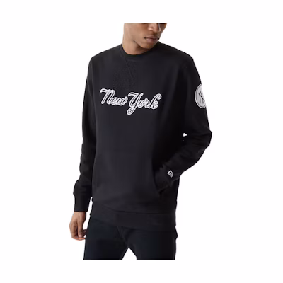 New Era Solid Color Lettered Crewneck Pullover Sweatshirt Black 12553381