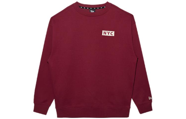 New Era Solid Letter Print Pullover Sweatshirt Unisex Maroon 13470715