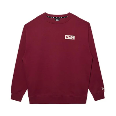 New Era Solid Letter Print Pullover Sweatshirt Unisex Maroon 13470715