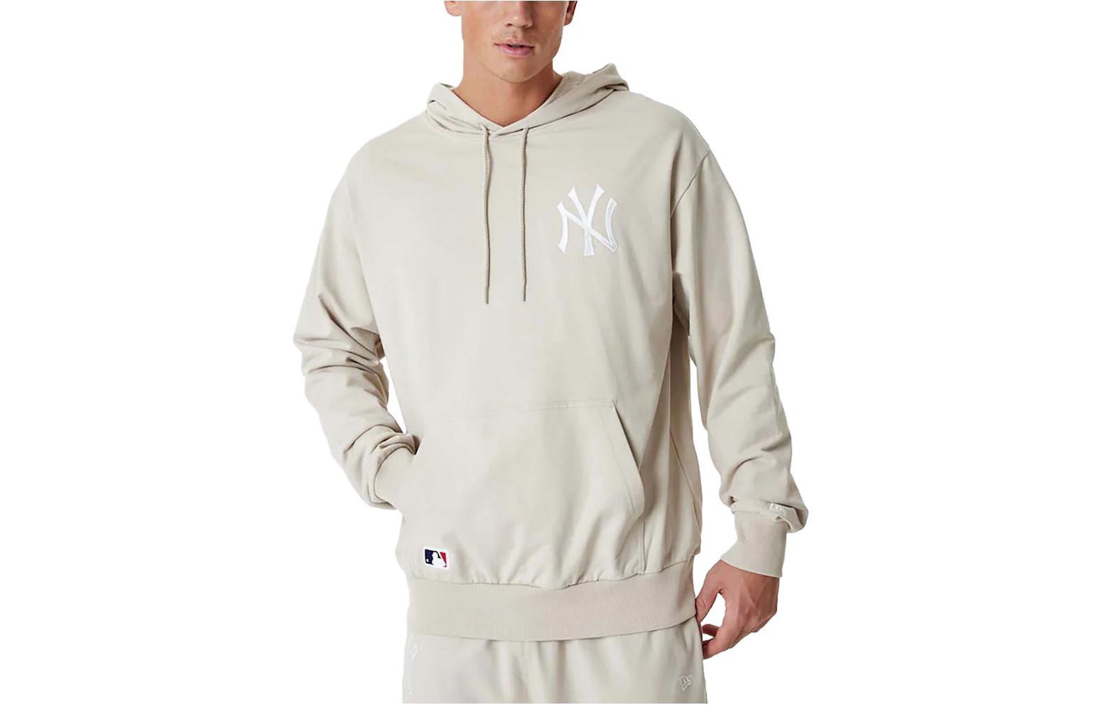 New Era Solid Logo Embroidered Drawstring Hoodie Men’s Off-White 60357061