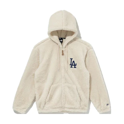 New Era Solid Logo Embroidered Zip Hoodie Unisex - Gray White 13355119