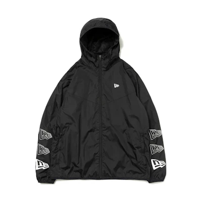 New Era Solid Logo Print Zip-Up Hoodie Jacket Unisex Black 13330825