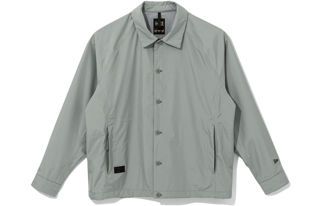 New Era Solid Single-Breasted Jacket Unisex Grey 13086642