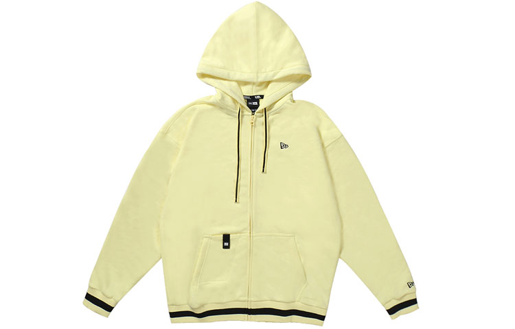 New Era Solid Stripe Zipper Hoodie Unisex Yellow Long Sleeve Jacket 12354562