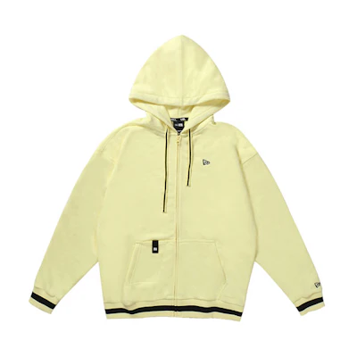 New Era Solid Stripe Zipper Hoodie Unisex Yellow Long Sleeve Jacket 12354562