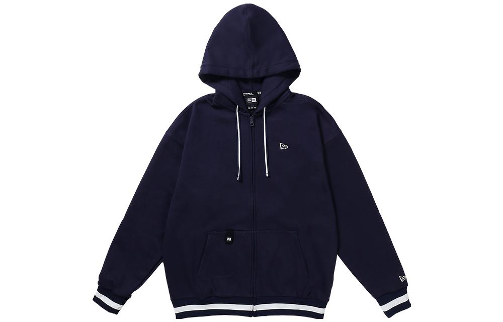 New Era Solid Striped Zip Hoodie Navy Unisex Long Sleeve Jacket 12354561