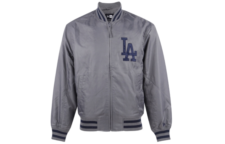 New Era SS21 Letter Graphic Baseball Jacket Grey Mens 12715365