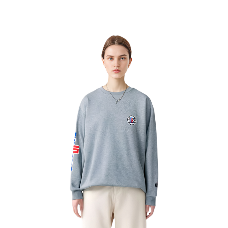 Shop New Era SS22 Alphabet Print Grey Long Sleeve Sweatshirt Unisex 13134287