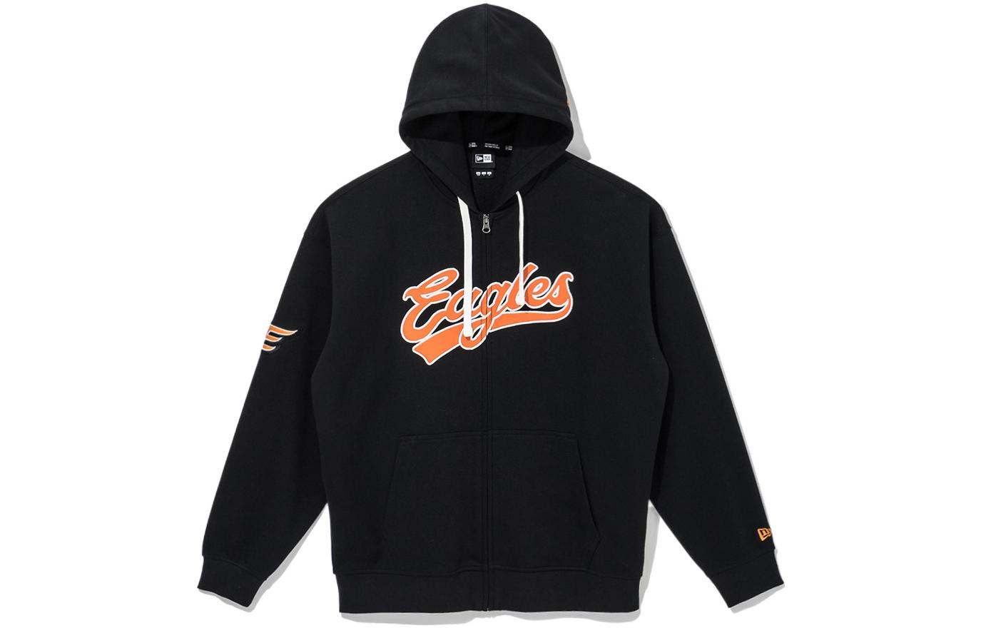 New Era SS22 Black Relaxed Fit Hoodie for Men - Solid Color with Letter Logo 13317056