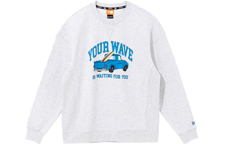 New Era SS22 Cartoon Car Graphic Unisex Gray Long Sleeve Sweatshirt 13086445