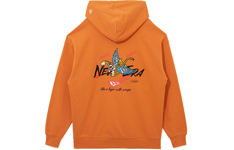 New Era SS22 Cartoon Graphic Letter Print Pullover Sweatshirt Orange Unisex 13038792