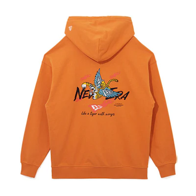 New Era SS22 Cartoon Graphic Letter Print Pullover Sweatshirt Orange Unisex 13038792