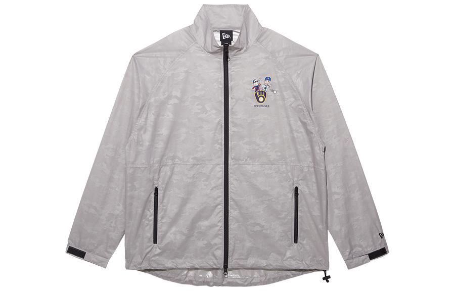 New Era SS22 Cartoon Print Collared Jacket Unisex Light Gray 13350804