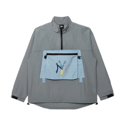 New Era SS22 Color-Block Printed Jacket Unisex Grey 13095698