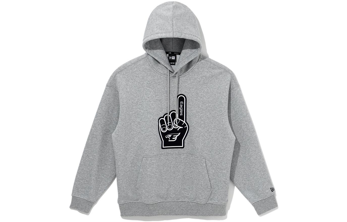 New Era SS22 Grey Cartoon Finger Graphic Hoodie Unisex Long Sleeve 13317085