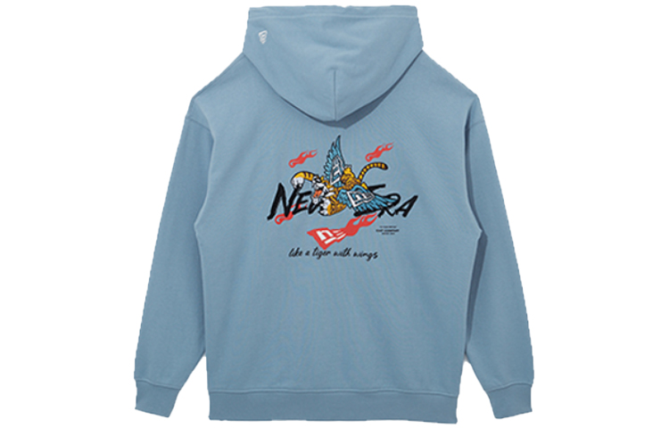New Era SS22 Ice Blue Cartoon Letter Print Pullover Sweatshirt Unisex 13038793