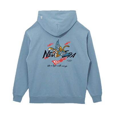 New Era SS22 Ice Blue Cartoon Letter Print Pullover Sweatshirt Unisex 13038793