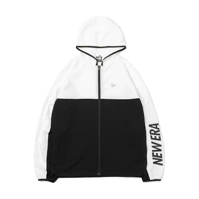 New Era SS22 Letter Print Colorblock Hooded Jacket Black/White Mens 13264250