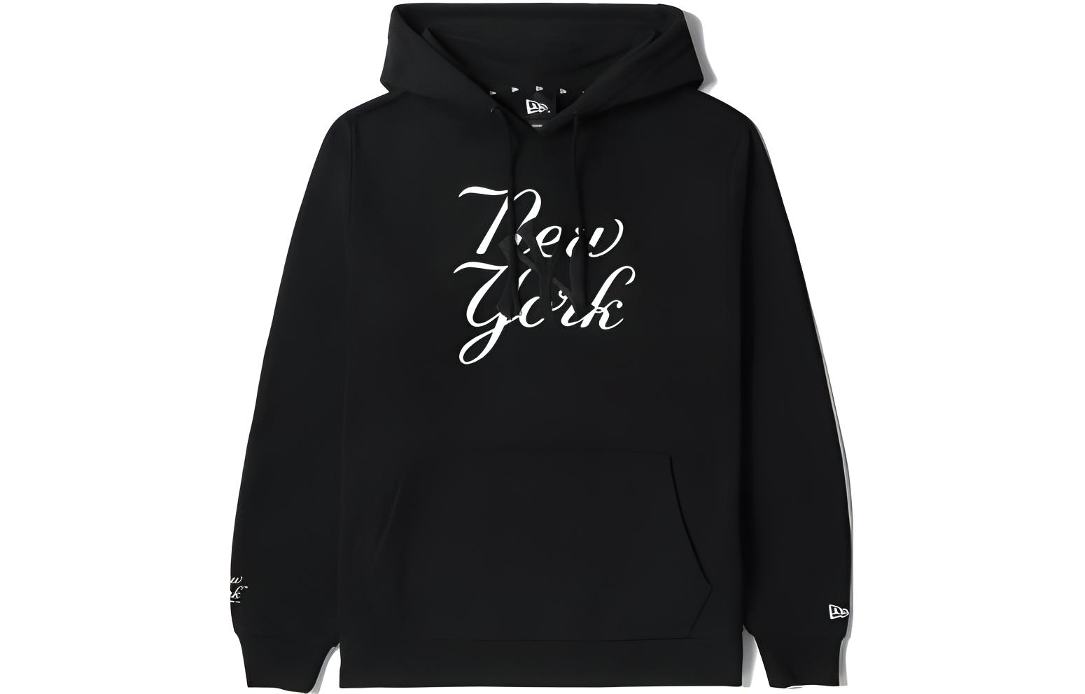 New Era SS22 MLB Logo Printed Black Hoodie Pullover Long Sleeve for Men 13471006