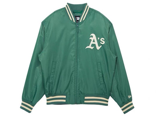 New Era SS22 MLB Oakland Athletics Logo Print Baseball Jacket Unisex Green 13099932 Lookbook New Era SS22 MLB Oakland Athletics Logo Print Baseball Jacket Unisex Green 13099932