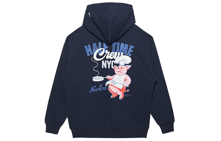 New Era SS22 Navy Cartoon Pig Chef Graphic Hoodie Unisex 13353723