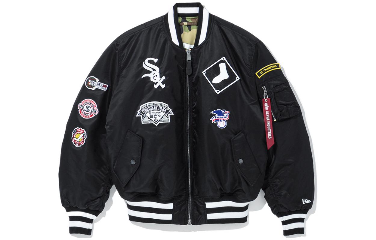 New Era SS22 Reversible Baseball Collar Jacket Unisex Black 13026035