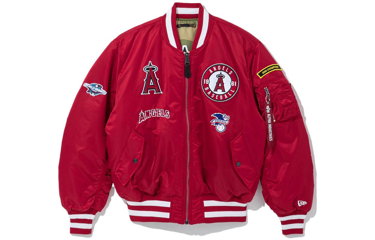New Era SS22 Reversible Pattern Oversized Baseball Jacket Red Unisex 13026008