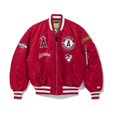 New Era SS22 Reversible Pattern Oversized Baseball Jacket Red Unisex 13026008