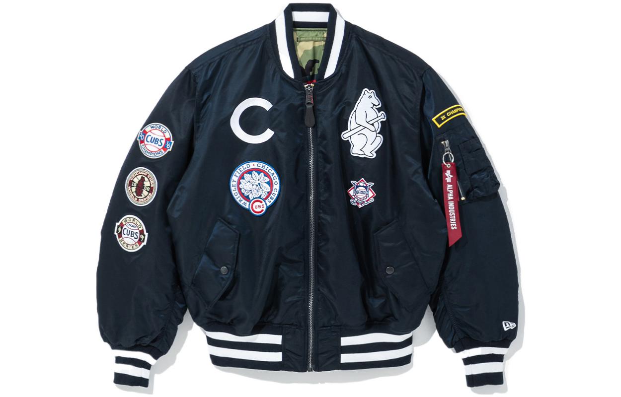 New Era SS22 Reversible Patterned Baseball Jacket Unisex Navy Blue 13026021