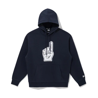 New Era SS22 Solid Color Cartoon Finger Print Hoodie Navy 13317084
