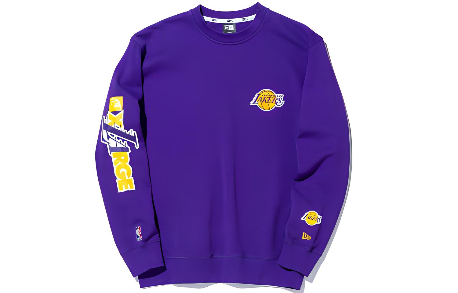 New Era SS22 XLARGE NBA Lakers Fleece Crewneck Sweatshirt Purple Unisex 13113333