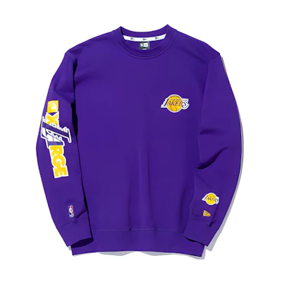 New Era SS22 XLARGE NBA Lakers Fleece Crewneck Sweatshirt Purple Unisex 13113333