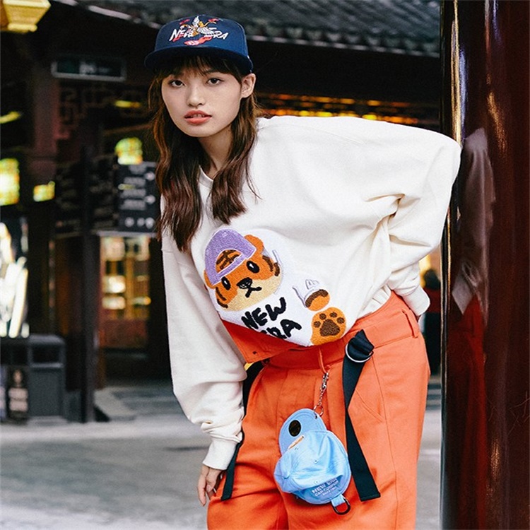 Shop New Era SS22 Year of the Tiger Cartoon Embroidered Crewneck Sweatshirt Unisex 13038798