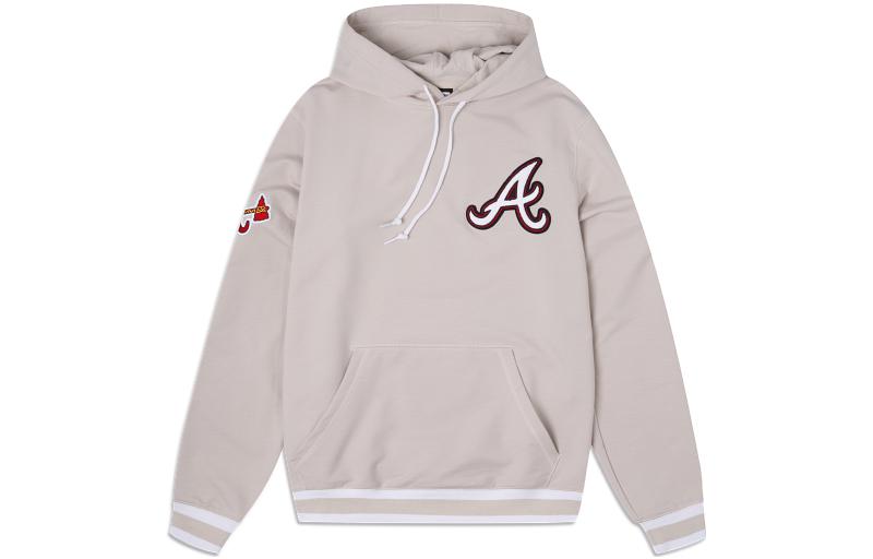 New Era SS23 AtlAnta Braves Logo Embroidered Hoodie Oatmeal - 60357723