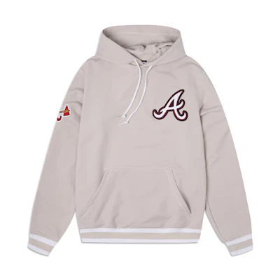 New Era SS23 AtlAnta Braves Logo Embroidered Hoodie Oatmeal - 60357723