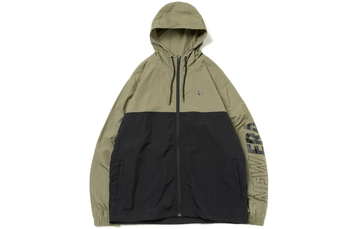 New Era SS23 Beige Colorblock Logo Print Zip Hoodie Jacket Men 13331076