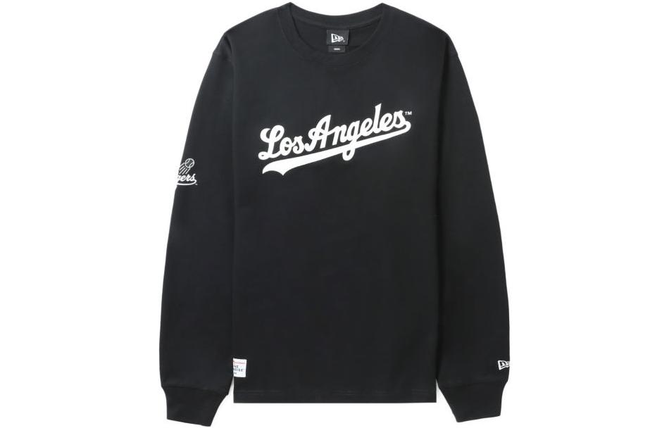 New Era SS23 Black Pullover Crewneck Sweatshirt with Letter Print 13471005