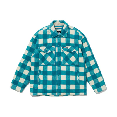 New Era SS23 Blue Plaid Loose-Fit Drop-Shoulder Button-Up Jacket Unisex 13781086