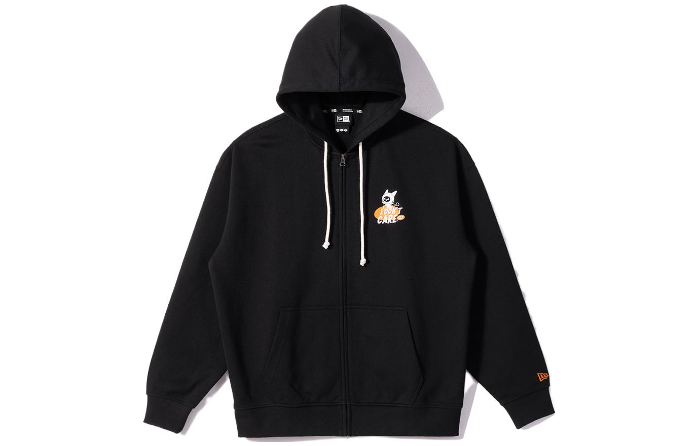 New Era SS23 Cartoon Print Embroidered Zip Hoodie Unisex Black 13741396