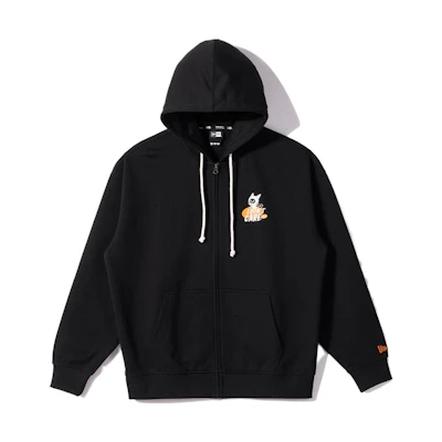 New Era SS23 Cartoon Print Embroidered Zip Hoodie Unisex Black 13741396