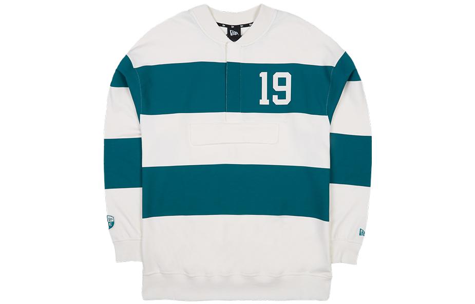 New Era SS23 Colorblock Striped Number Print Pullover Unisex Sweatshirt Green 13558612