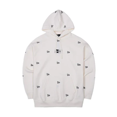 New Era SS23 Embroidered All-over Print Pullover Unisex Sweatshirt Ivory White 13560522