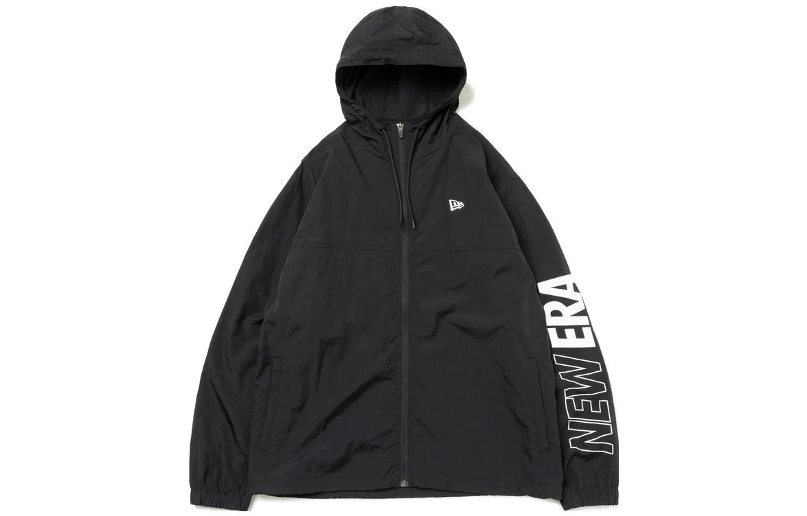 New Era SS23 Embroidered Lettering Zip Hoodie Jacket Unisex Black 13331075