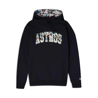 New Era SS23 Floral Embroidery Letter Print Hoodie Unisex Black 60357763