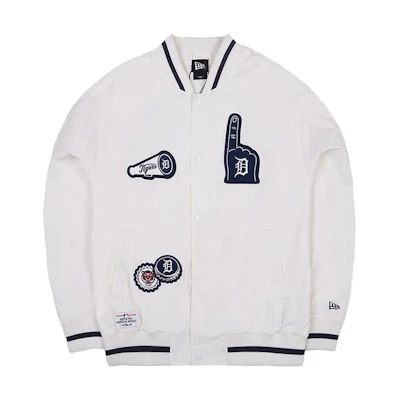 New Era SS23 MLB Detroit Tigers Logo Patch Unisex Loose Ivory Jacket 13559746