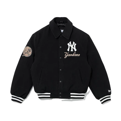 New Era SS23 MLB Yankees Cartoon Animal Letter Black Loose Polo Jacket Unisex 13944733