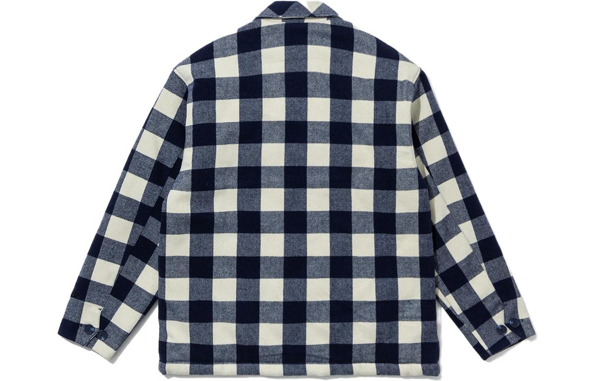 Lookbook 뉴에라 SS23 네이비 체크 루즈핏 버튼업 재킷 유니섹스. 13781087