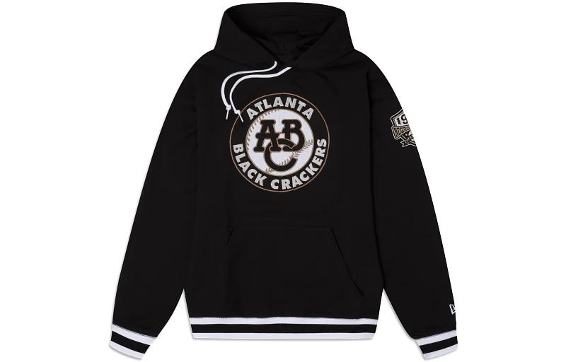 New Era SS23 Two-Tone Embroidered Letter Hoodie Black Mens Casual Wear 60363097