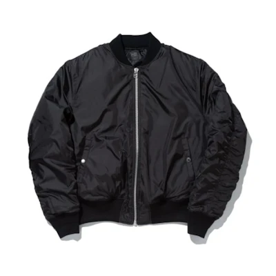 New Era SS23 Unisex Solid Color Zip Bomber Jacket in Marsha Black 13357253